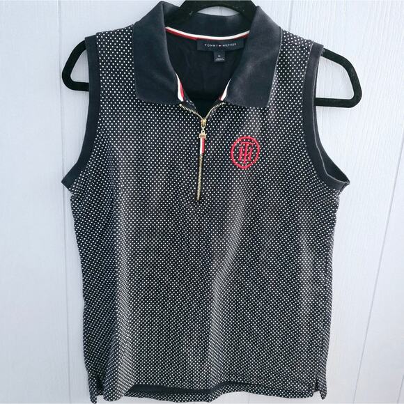 Tommy Hilfiger Polka Dot Polo Tank Top size Medium Embroidered Logo Feminine - Picture 1 of 9